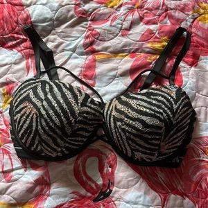 Victoria’s Secret PINK Black & Tan “Date Push-Up” Push Up Bra 36DD LIKE NEW